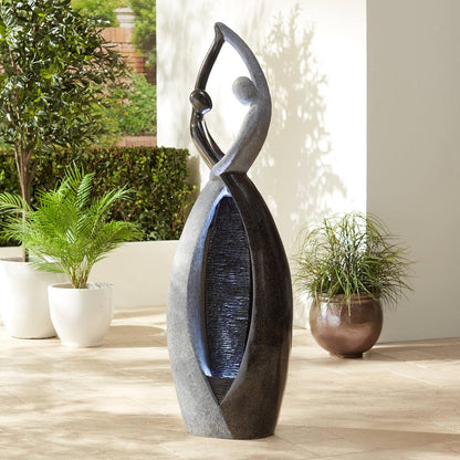 Dancing Couple 57" High Large Modern Indoor Outdoor Decor Faux Stone Floor Fountain with Light LED