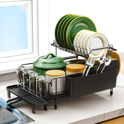 Runnatal Large Dish Drying Rack with Drainboard Set, Stainless Steel Detachable 2-in-1