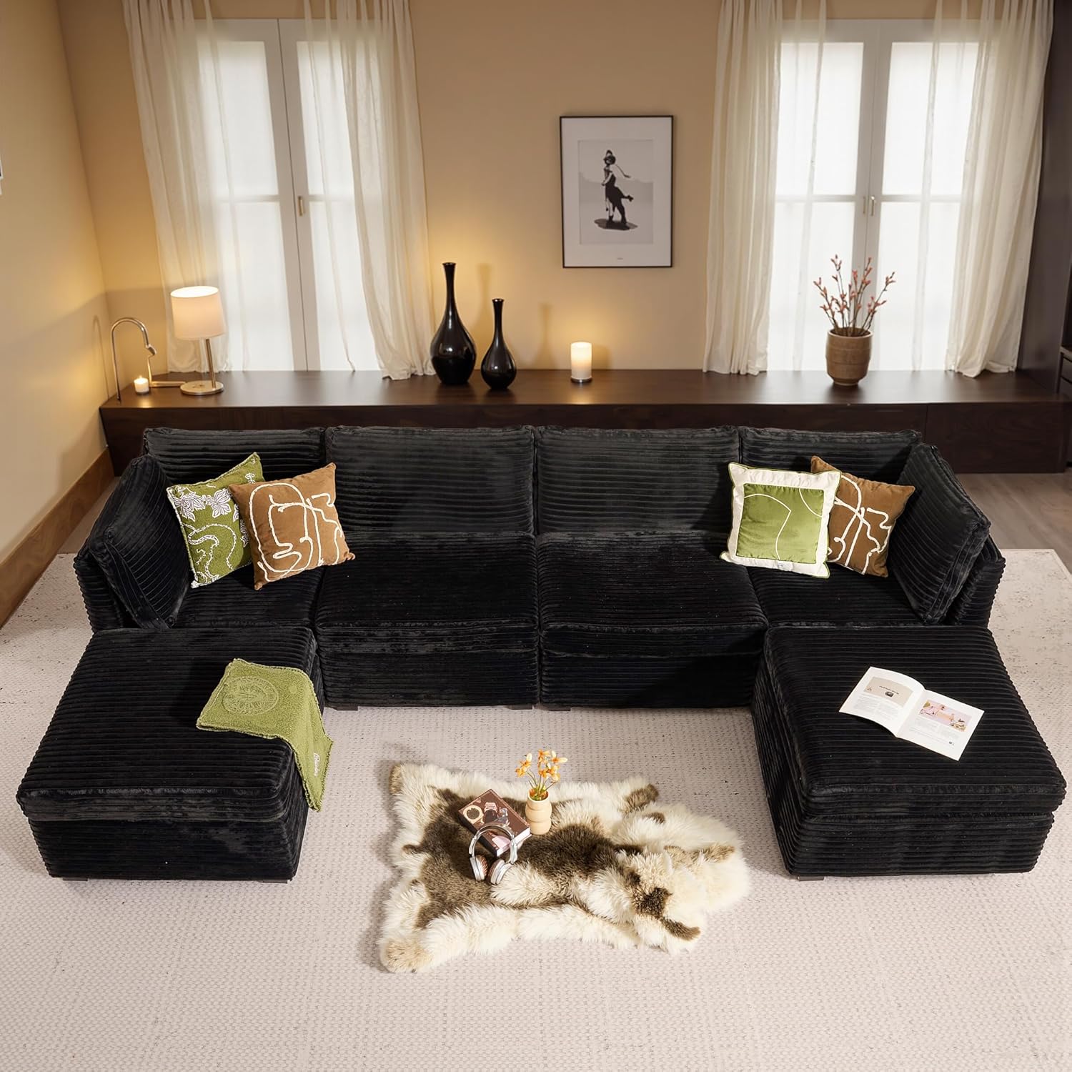 HOOOWOOO Modular Sectional Sofa,6 Pieces Sectional Couches for Living Room,131X66 L Shaped Cloud