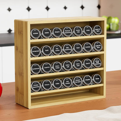 Orimade 4 Tier Spice Rack Organizer for Cabinet, Freestanding Bamboo Seasoning Rack for Countertop