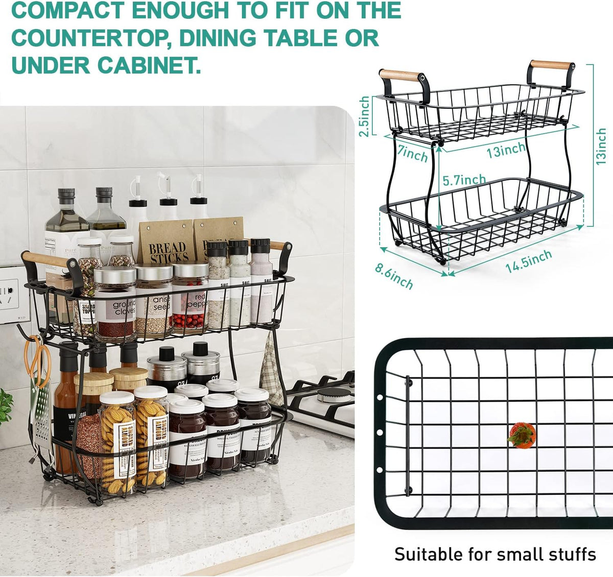 ANTOPY 2 Tier Fruit Basket with 2 Banana Hangers, Countertop Fruit Vegetable Basket Bowl for