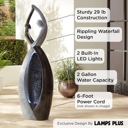 Dancing Couple 57" High Large Modern Indoor Outdoor Decor Faux Stone Floor Fountain with Light LED