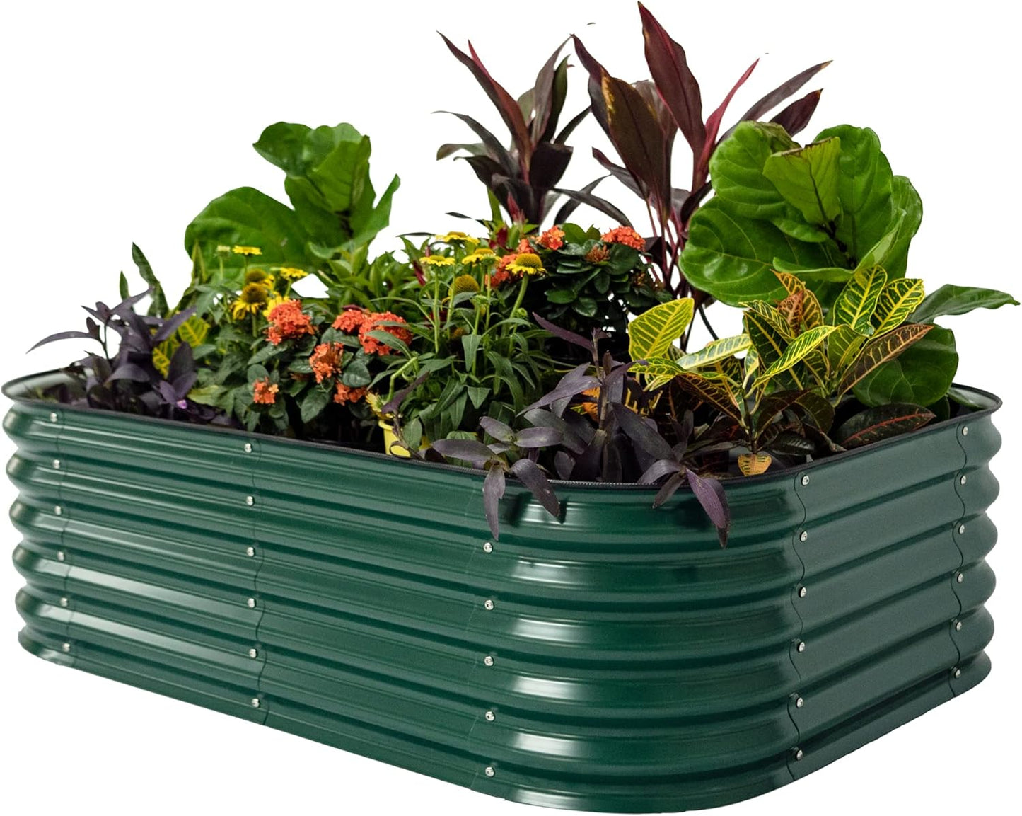 Vego garden Aluzinc Raised Garden Bed Kits, 17" Tall 6 in 1 Modular Metal Raised Planter Bed for
