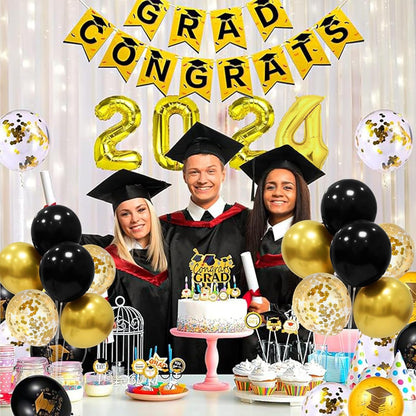 Black and Gold Balloon Stand Centerpiece Table Decorations Black and Gold Party Decorations for