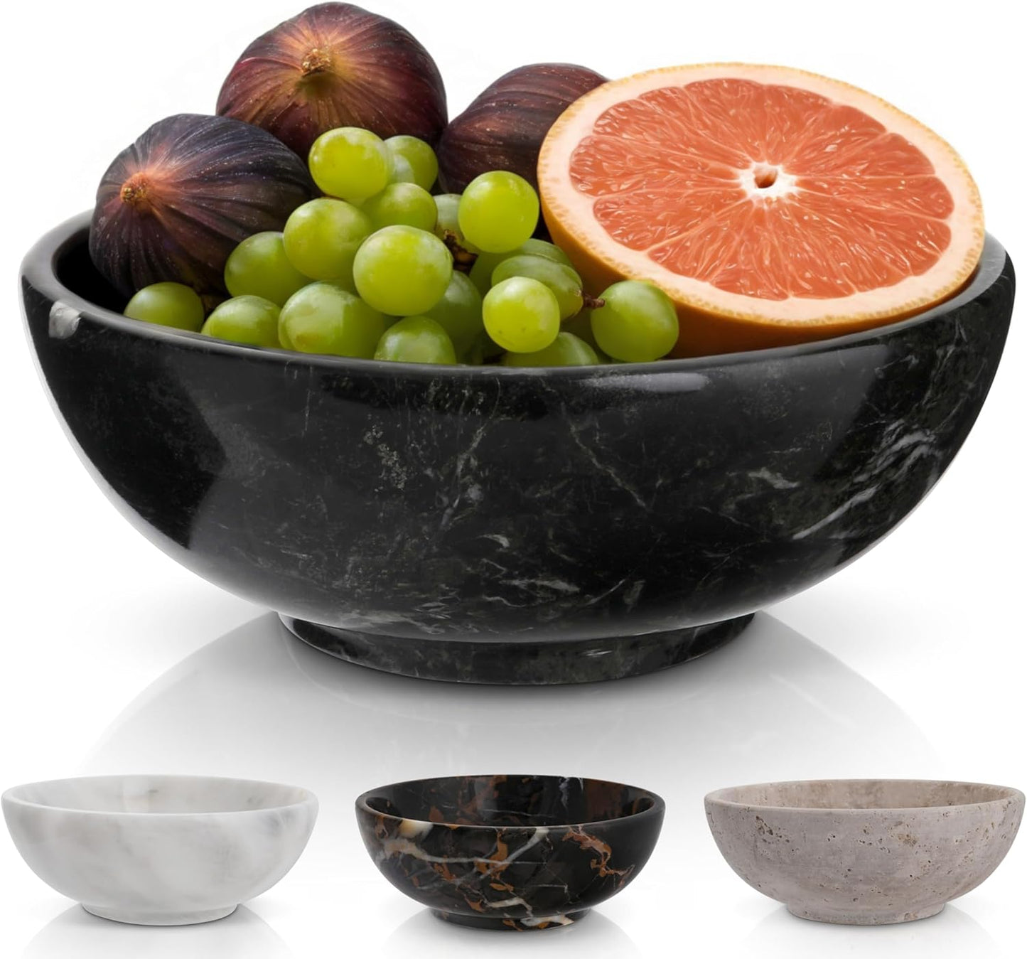 Gusto Nostro 8" Luxury Black Marble Decorative Bowl for Coffee Table - Elegant Modern Fruit Bowl