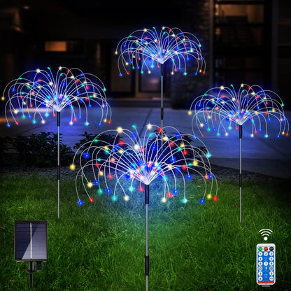 Outdoor Solar Garden Lights, 4 Pack 120 LED Copper Wire Waterproof Garden Fireworks Lamp with