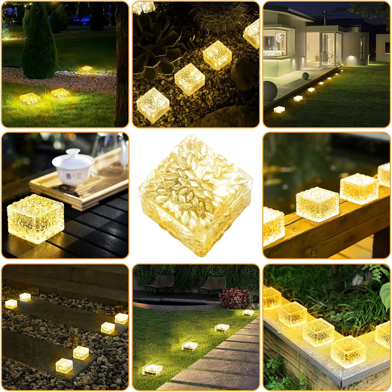 Solar Brick Lights Outdoor Solar Lights Outdoor Waterproof Patio Brick Lights Garden Decor for