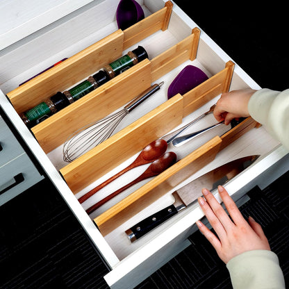 Utoplike Bamboo Dresser Drawer Dividers, 4'' High Adjustable Drawer Organizers for Clothing, Spring