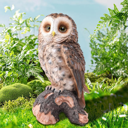 WONDER GARDEN Owl Statue Decor, Outdoor Resin Owl Figurine Sculpture for Home Porch Patio Lawn Yard