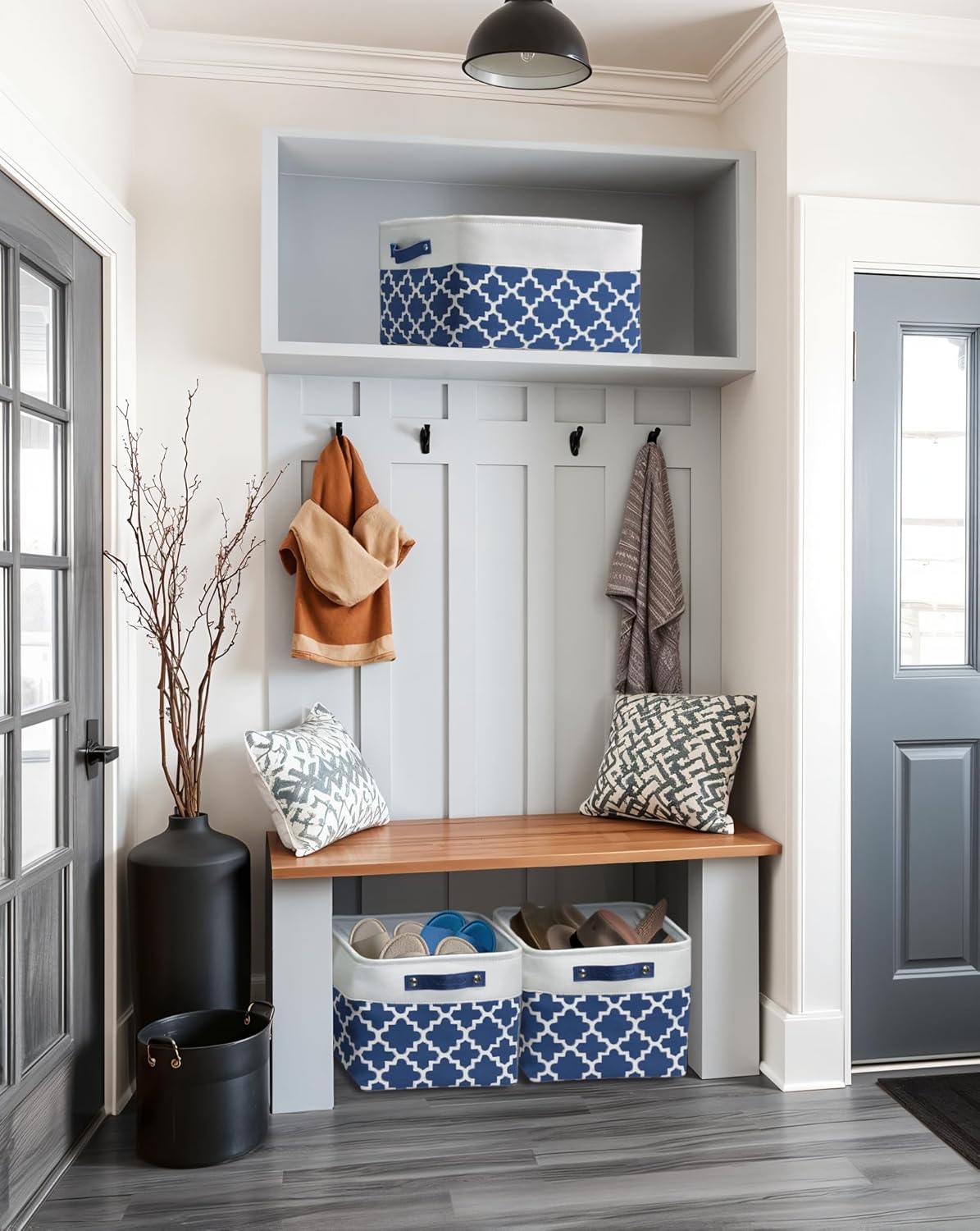 DECOMOMO Blue Storage Bins Fabric Storage Baskets for Shelves, Linen Closet Organization Toys