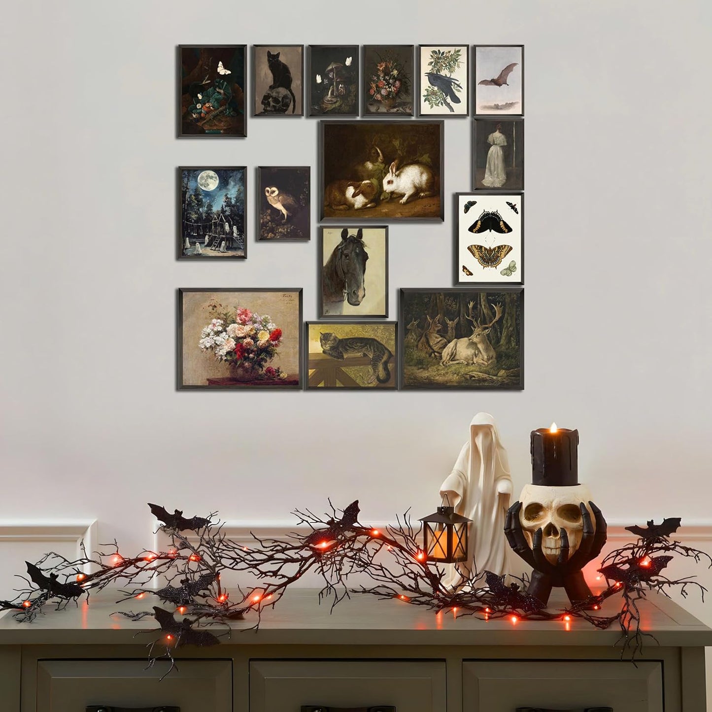 LANCHI95 15PCS Dark Cottagecore Decor, Dark Academia Decors, Cottage Core Whimsical Wall Art Goth