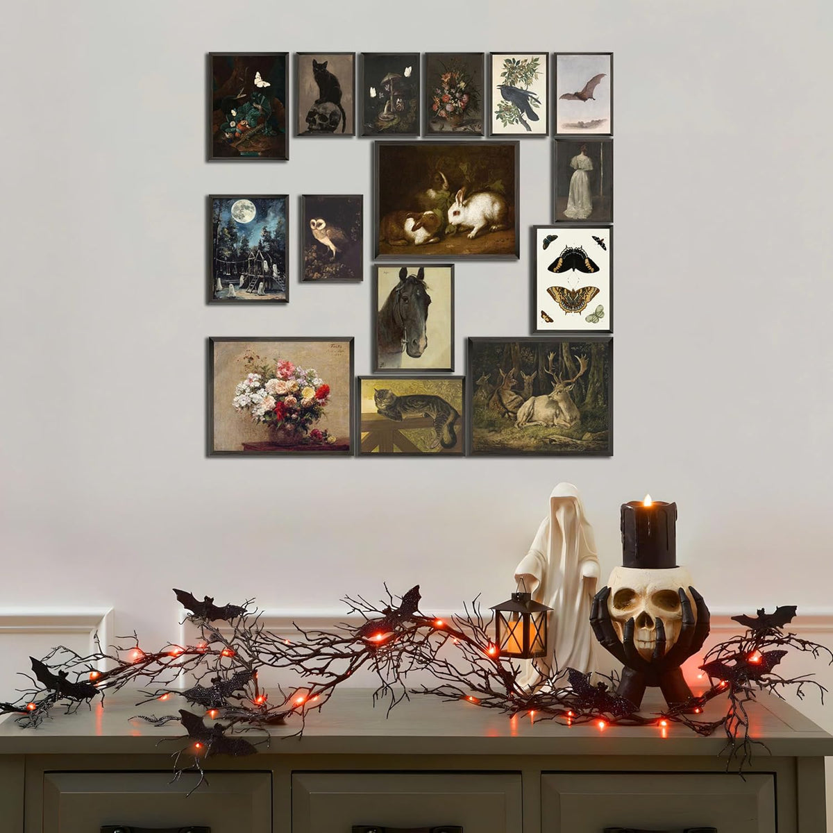 LANCHI95 15PCS Dark Cottagecore Decor, Dark Academia Decors, Cottage Core Whimsical Wall Art Goth
