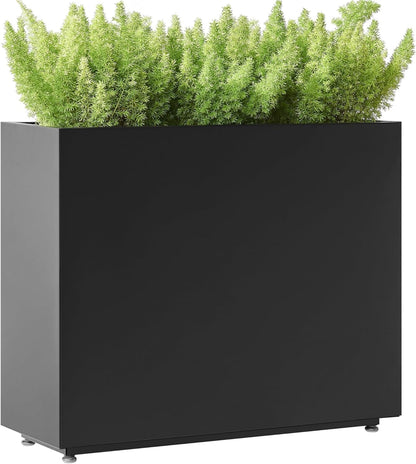 Tall & Long Metal Planter with Middle Shelf, 36W x 11D x 30H Large Rectangular Outdoor Planter Box