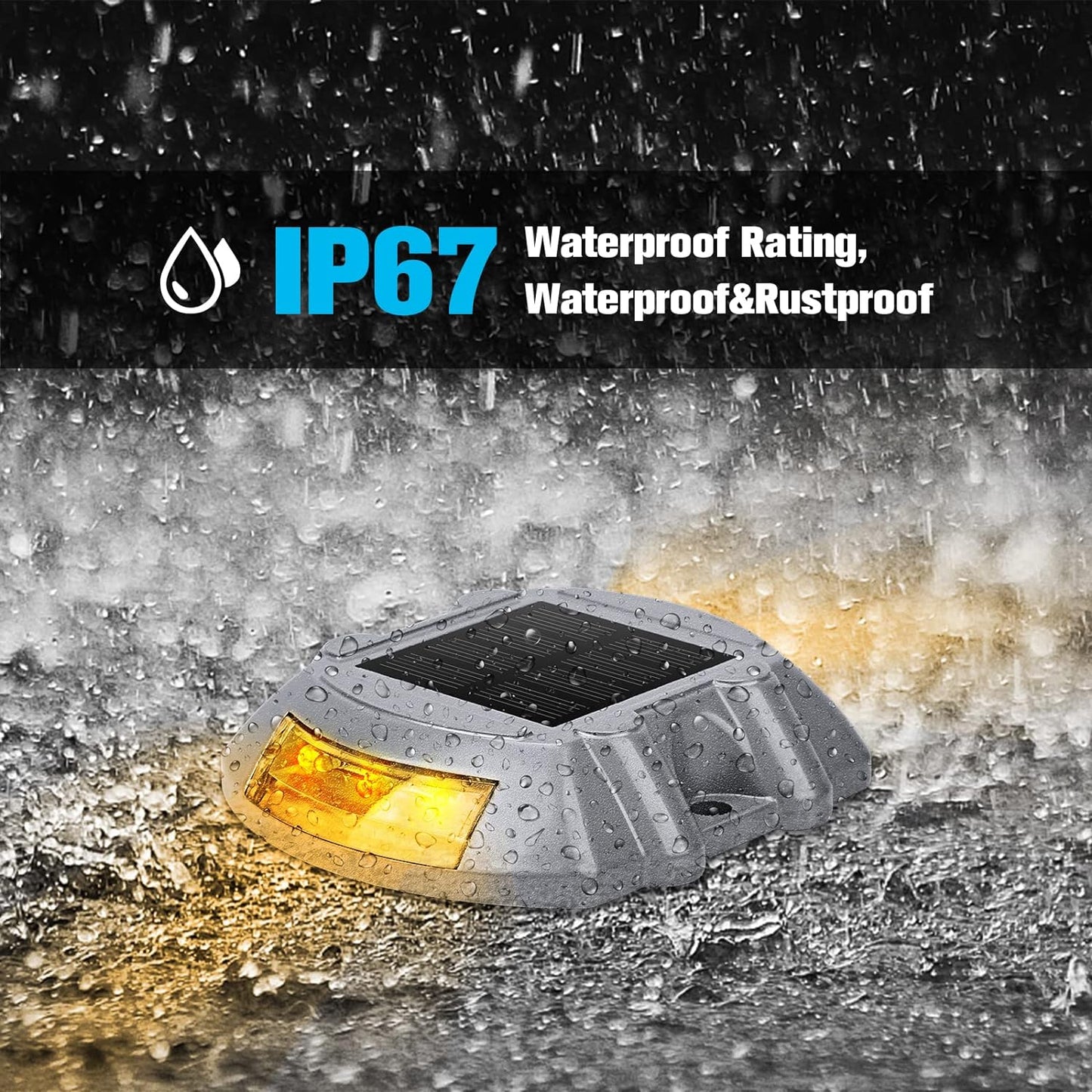 VOLISUN Solar Deck Lights, 16-Pack Led IP67 Waterproof Outdoor Warning Step Lights for Driveway
