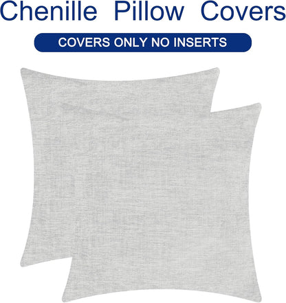 CaliTime Throw Pillow Covers Decorative 18 X 18 Inches Pack of 2 Cozy Chenille Cushion Cases for