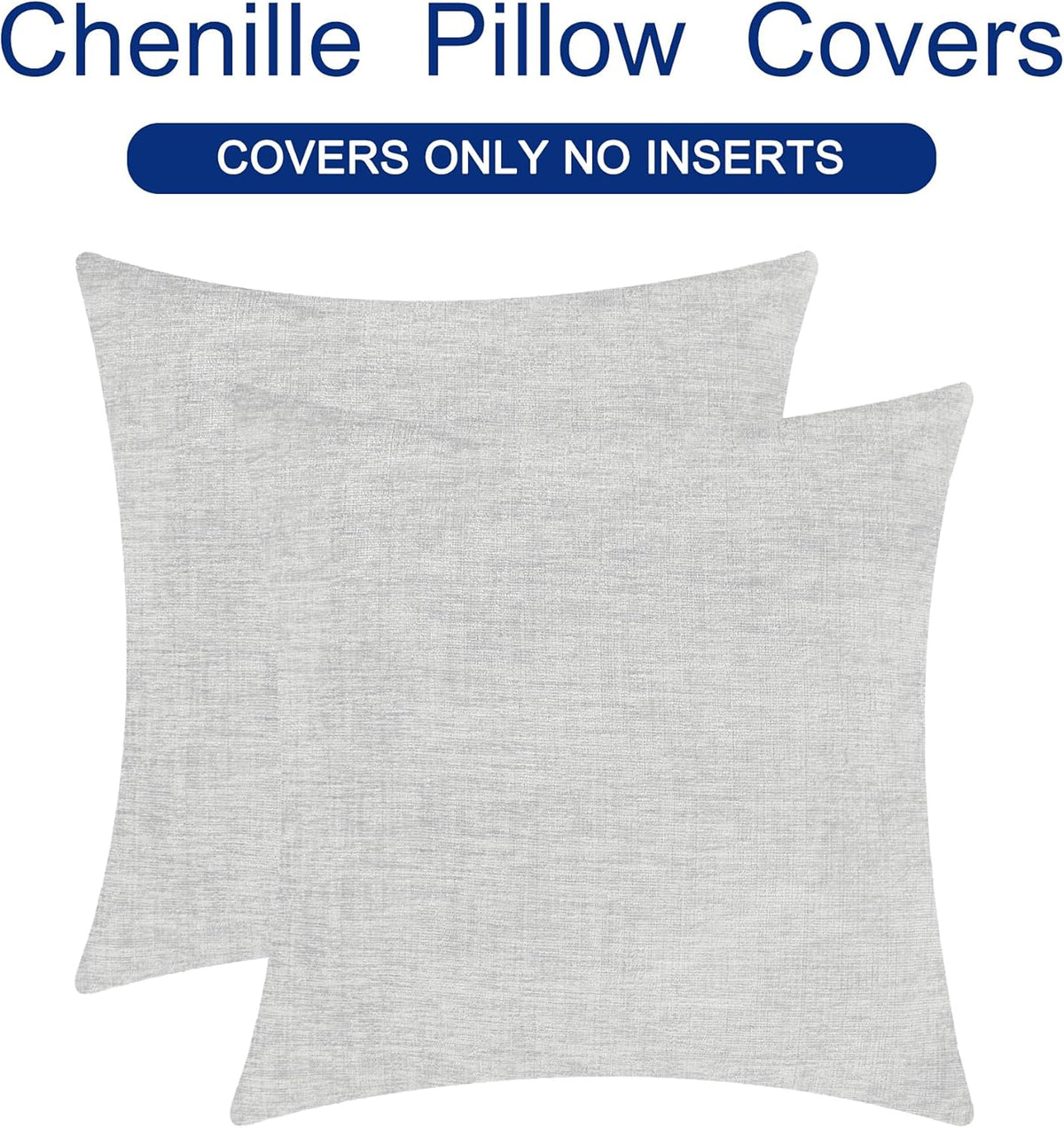 CaliTime Throw Pillow Covers Decorative 22 X 22 Inches Pack of 2 Cozy Chenille Cushion Cases for