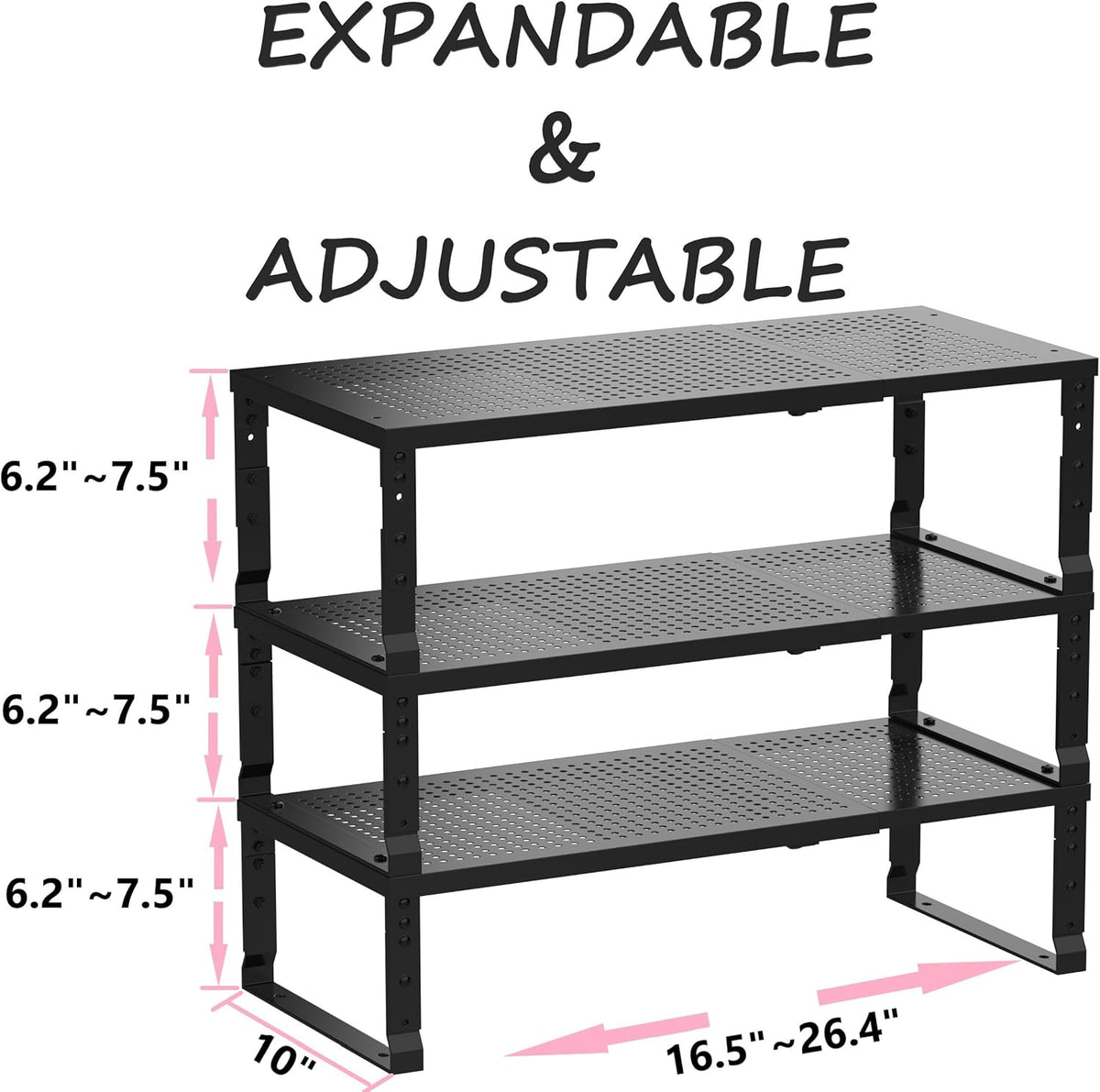 Metal Stackable Expandable Storage Shelf - Multi-Functional Home Storage Shelf, Suitable for