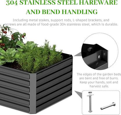 8x4x2 ft Outdoor Raised Garden Bed, Large Metal Planter Raised Beds, Planters for Outdoor Plants