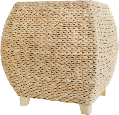 Square Poufs Ottoman,Hand Woven Natural Braided Cattail Ottomans Pouf for Patio,Home,Office,Living