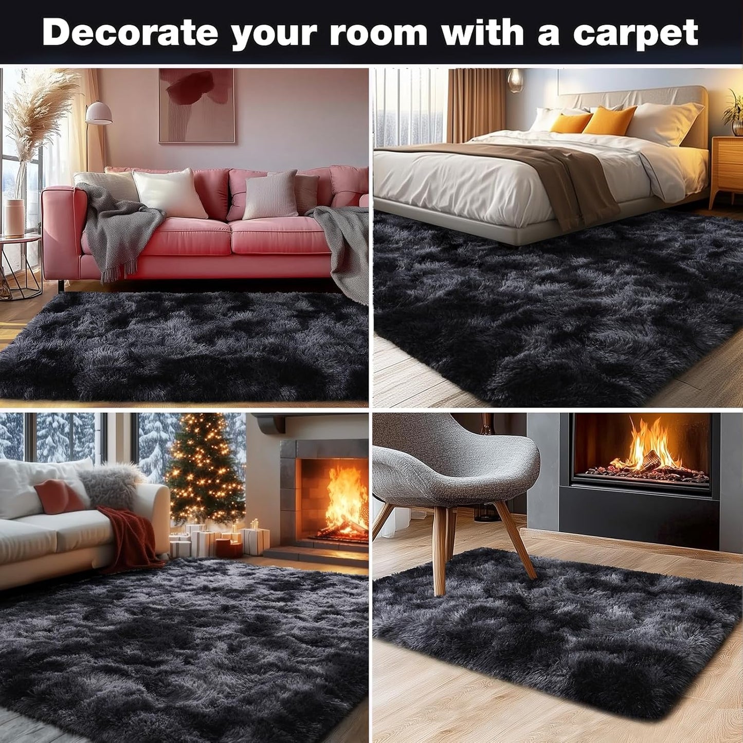 Rezutan Rugs for Living Room, Area Rug 4x6 Fluffy Rug Carpet, Soft Shaggy Modern Floor for Kids