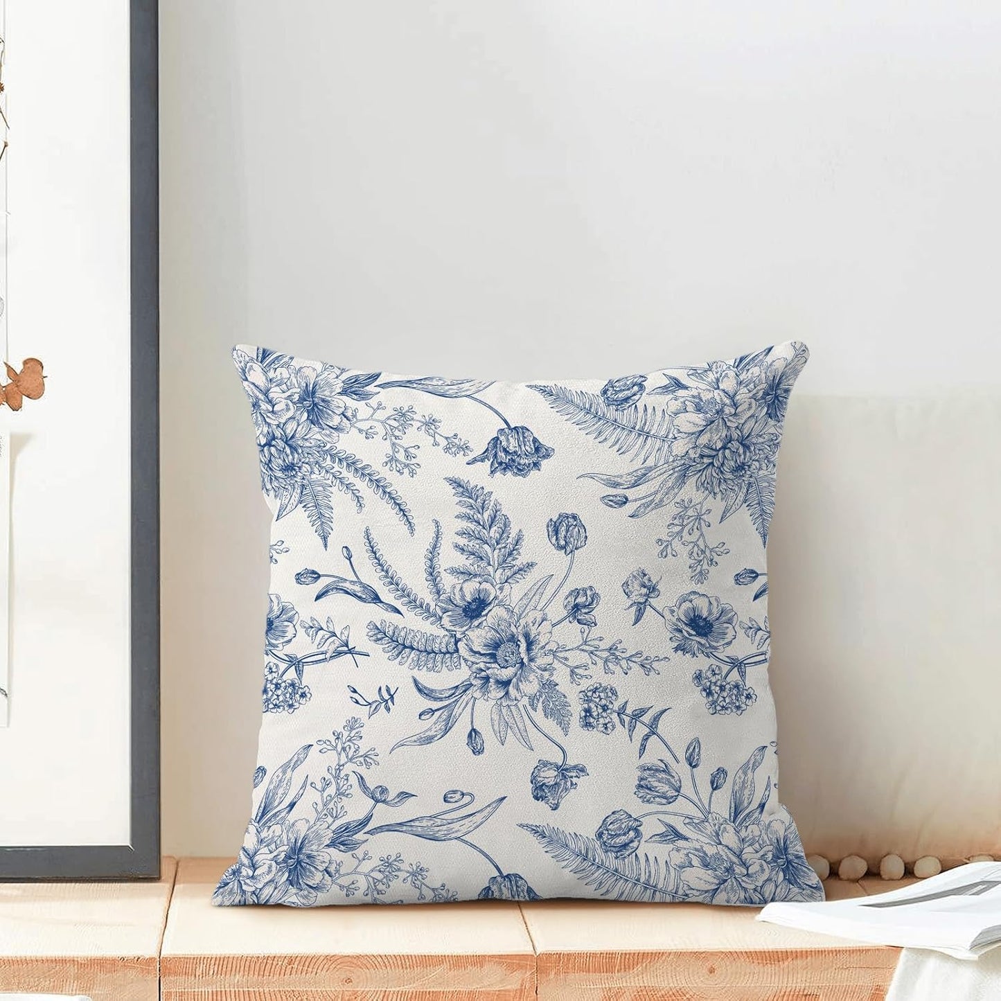 CXMEIFLY Spring Floral Leaves Pillow Covers 20 x 20 Inch Set of 2 for Chinoiserie Flowers Decor