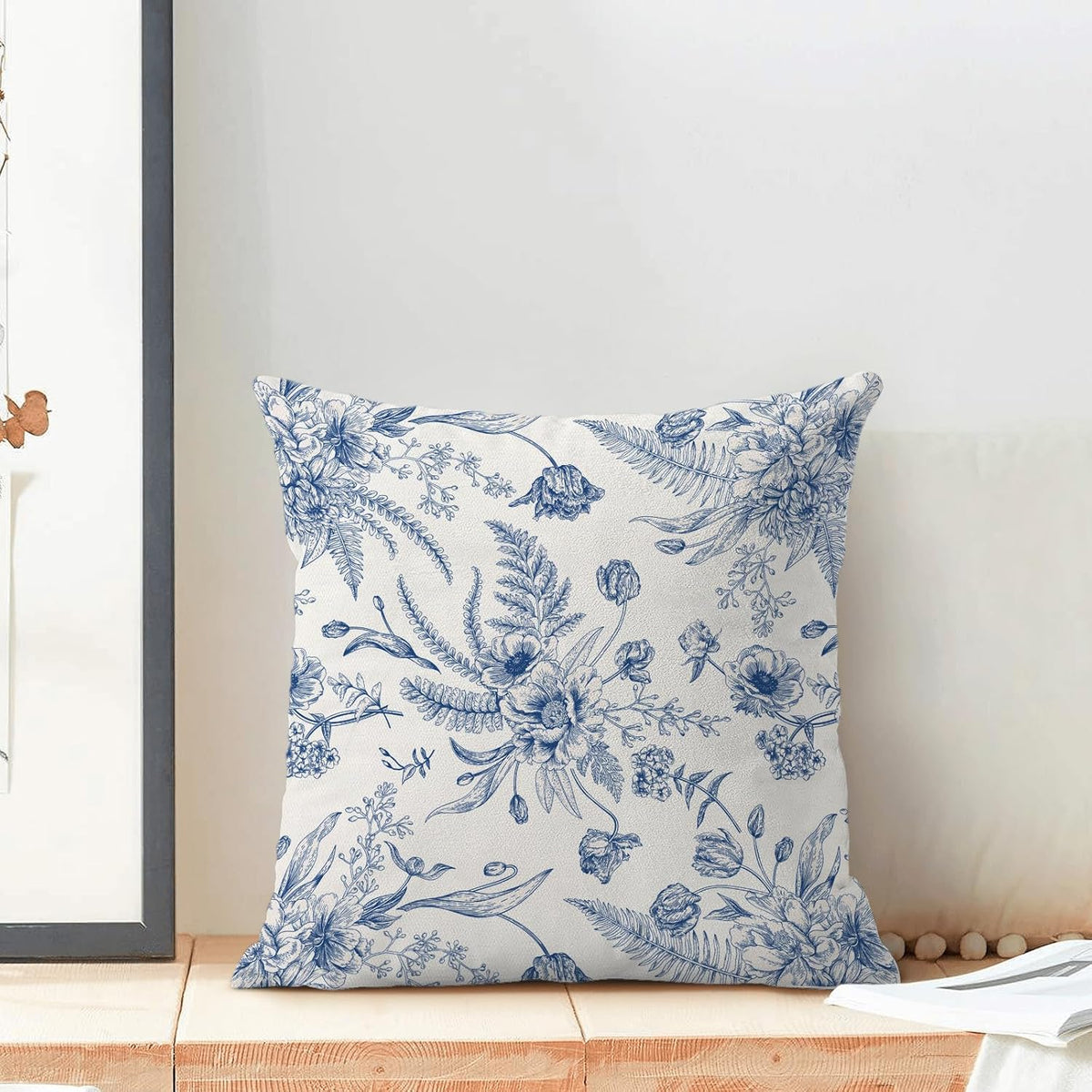 CXMEIFLY Spring Floral Leaves Pillow Covers 16 x 16 Inch Set of 2 for Chinoiserie Flowers Decor