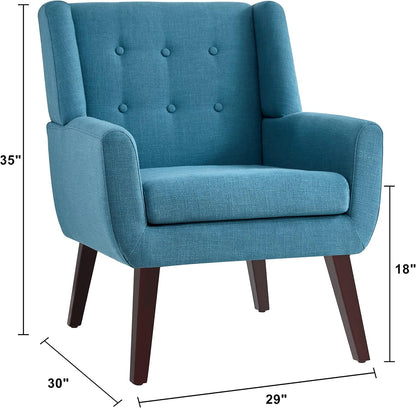 HUIMO Accent Chairs Set of 4, Upholstered Button Tufted Armchair, Linen Fabric Sofa Chairs for