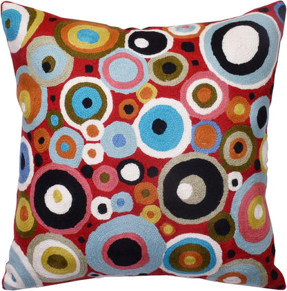 Red Polka Dots Pillow Cover | Reds Contemporary Pillows | Farmhouse Chair Cushion | Modern Outdoor