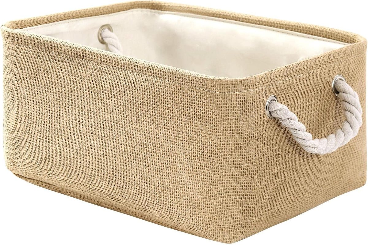 TheWarmHome Decorative Basket Rectangular Fabric Storage Bin Organizer Basket with Handles for