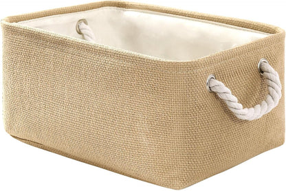 TheWarmHome Decorative Basket Rectangular Fabric Storage Bin Organizer Basket with Handles for