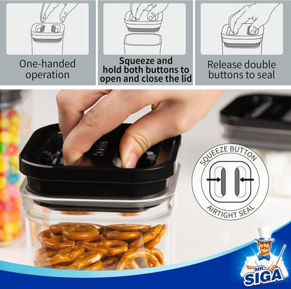 MR.SIGA 6 Piece Airtight Food Storage Container Set, BPA Free Kitchen Pantry Organization