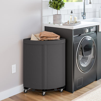 Corner Heavy-Duty Canvas Hamper w/Wheels, 24"W x 17.7"D, Gray