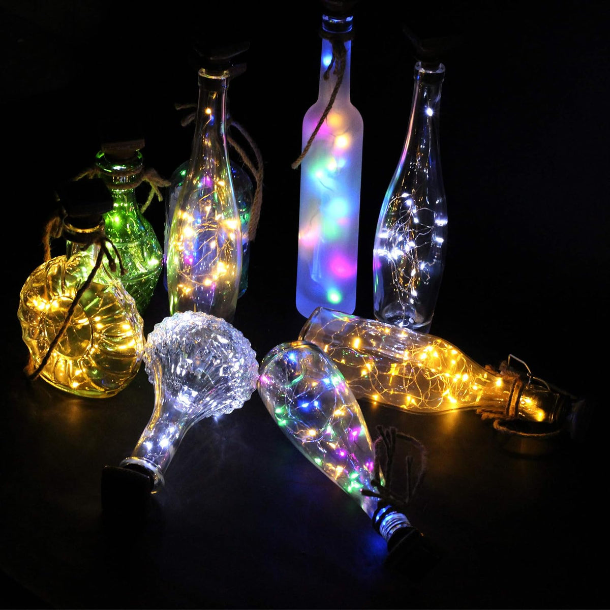 ZNYCYE Upgraded 8 Pack Solar Powered Wine Bottle Lights 20 LED Colored Starry Cork Light Fairy Cork
