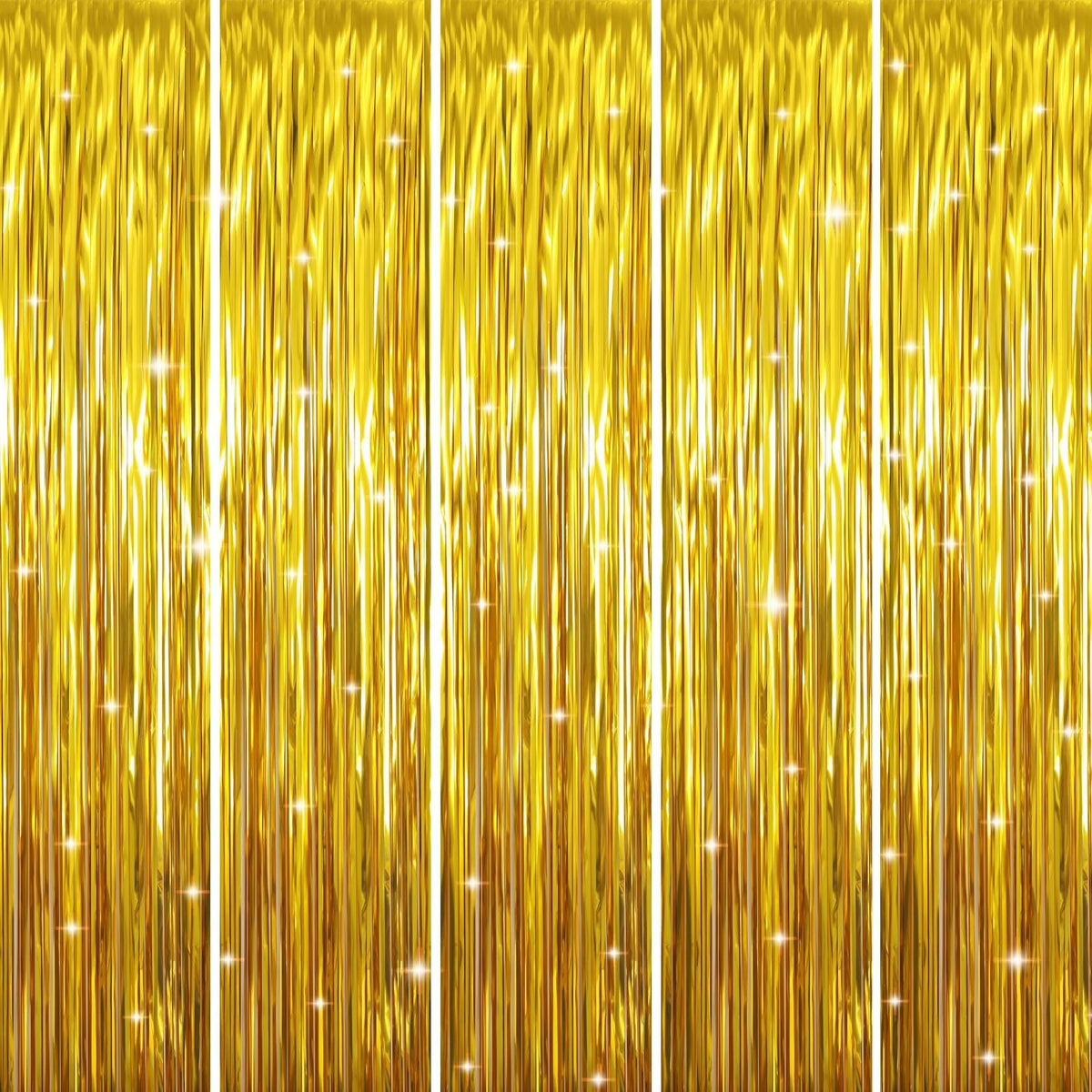 GOER 3.2 ft x 9.8 ft Metallic Tinsel Foil Fringe Curtains Party Photo Backdrop Party Streamers for