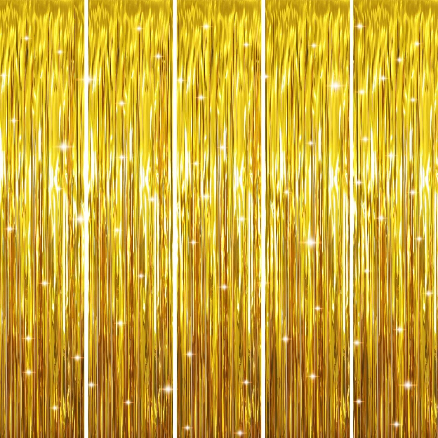 GOER 3.2 ft x 9.8 ft Metallic Tinsel Foil Fringe Curtains Party Photo Backdrop Party Streamers for