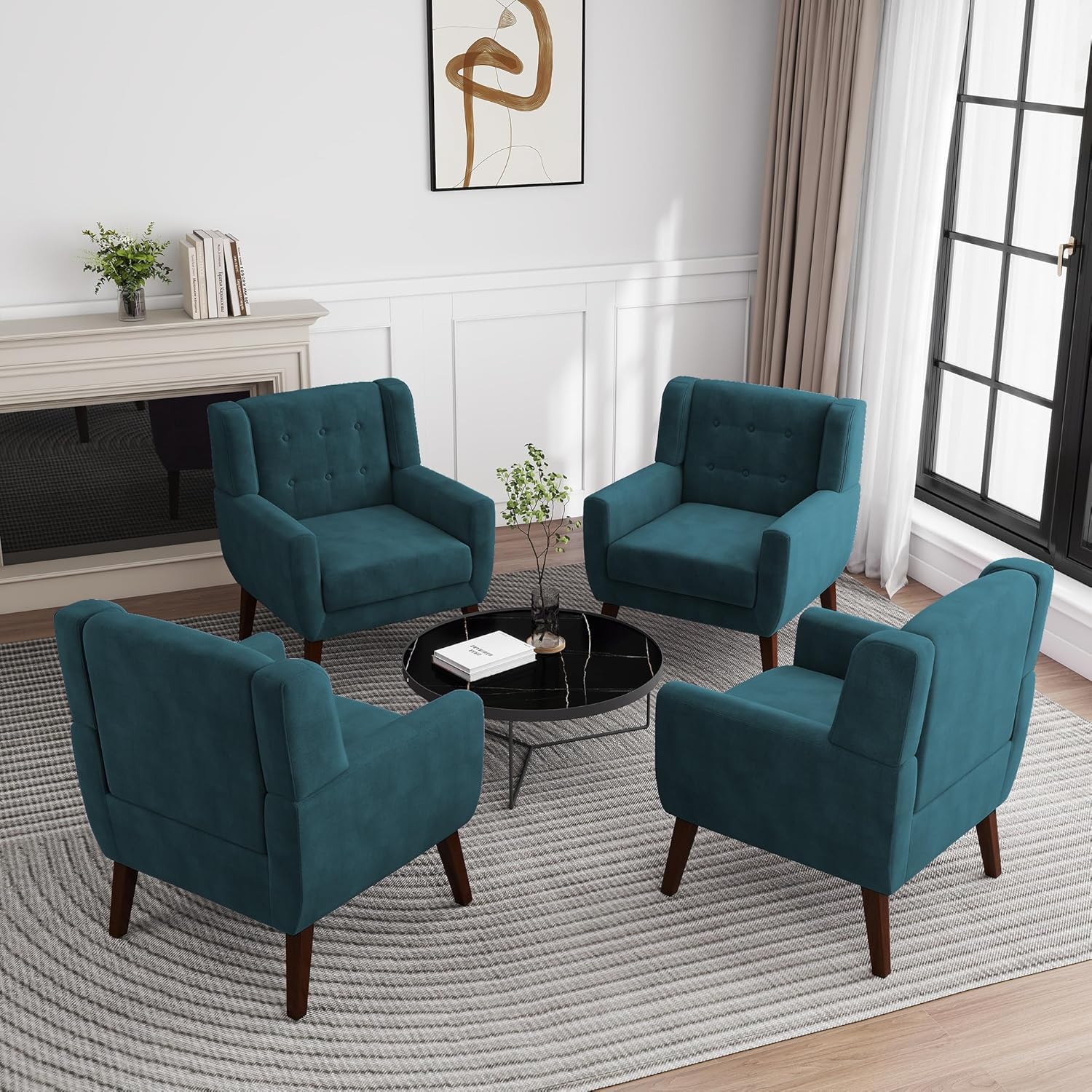 UIXE Accent Chair, Velvet Upholstered Armchair for Living Room, Modern Club Arm Chairs Comfy Single