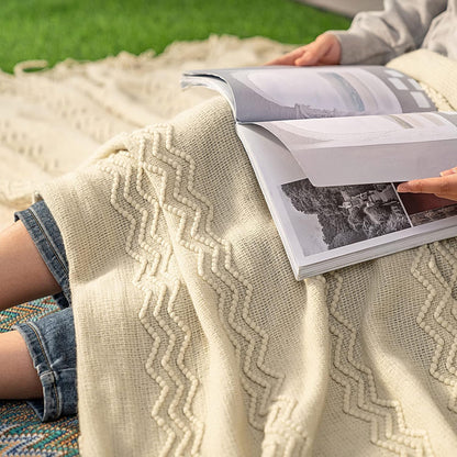 MIULEE Knitted Beige Throw Blanket Soft Sofa Knit Blanket for Couch 50 x 60 Inches, Solid Cozy