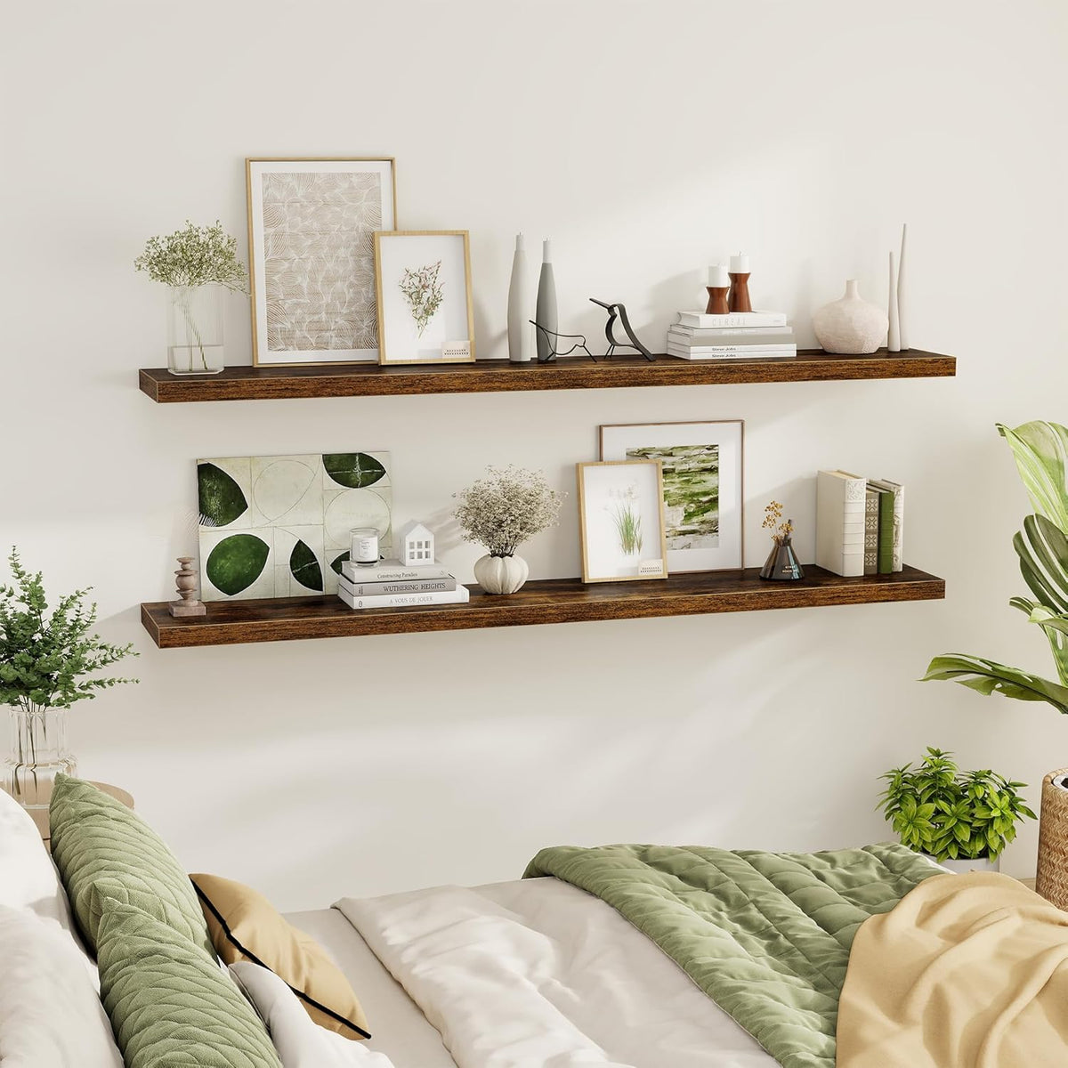 Fun Memories 72 Inch Floating Shelves for Wall 2 Pack Shelves for Bedroom|Kitchen|Bathroom 72 x 9.3