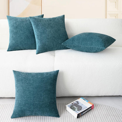 CaliTime Throw Pillow Covers Decorative 18 X 18 Inches Pack of 4 Cozy Chenille Cushion Cases for