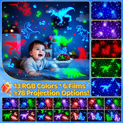 Jellyfish Baby Night Light Projector, Dinosaur+Jellyfish+Unicorn Night Light Projector, 96