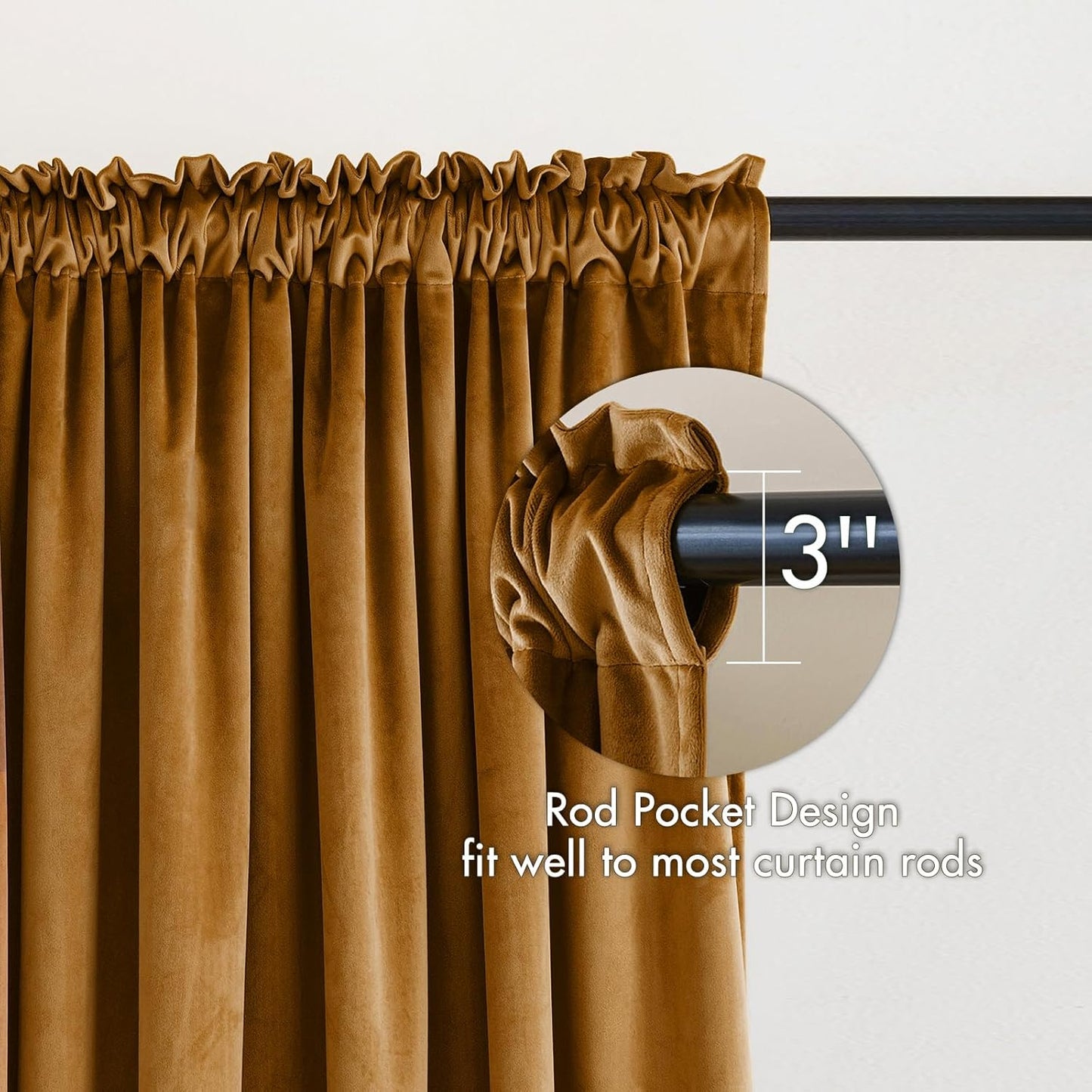 MIULEE Golden Brown Velvet Curtains Thermal Insulated Blackout Curtain Drapes for Bedroom Living