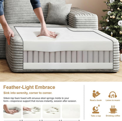 108" Sectional Couches for Living Room Modern Modular Sofa with L-Shape Couchs Upholstered Boneless