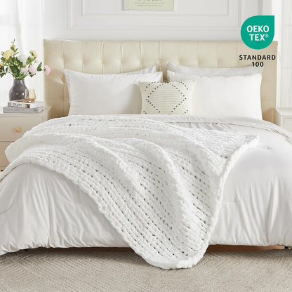 Carriediosa Chunky Knit Throw Blanket 50" X 60", 100% Hand Made Large Chenille Loop Yarn Soft