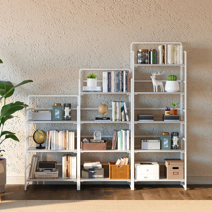 4NM No Assembly Foldable Bookshelf, 4-Shelf Collapsible Bookcase Storage for Small Spaces, 54" H