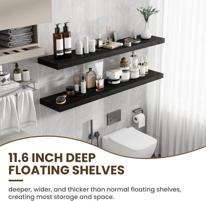 55 Inch Floating Shelves, 12 Inch Deep Floating Shelves for Wall, Floating Shelf with Invisible