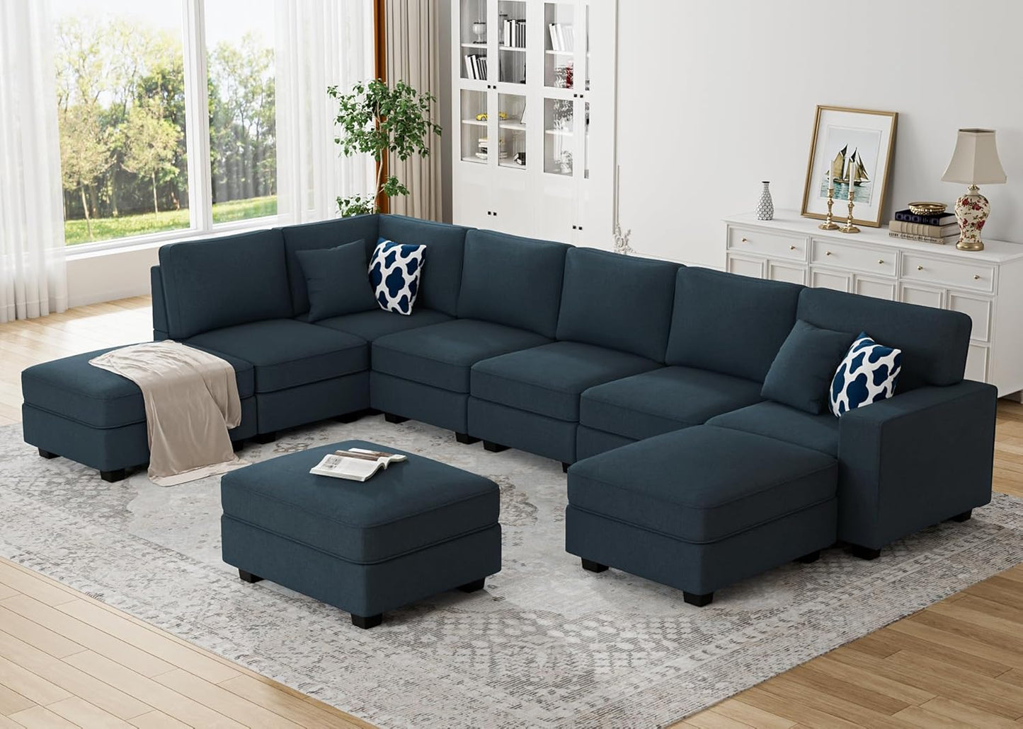 L Lengend Vansen Modular Sectional Sofa U Shaped Couch with Ottoman Modern Reversible Corner