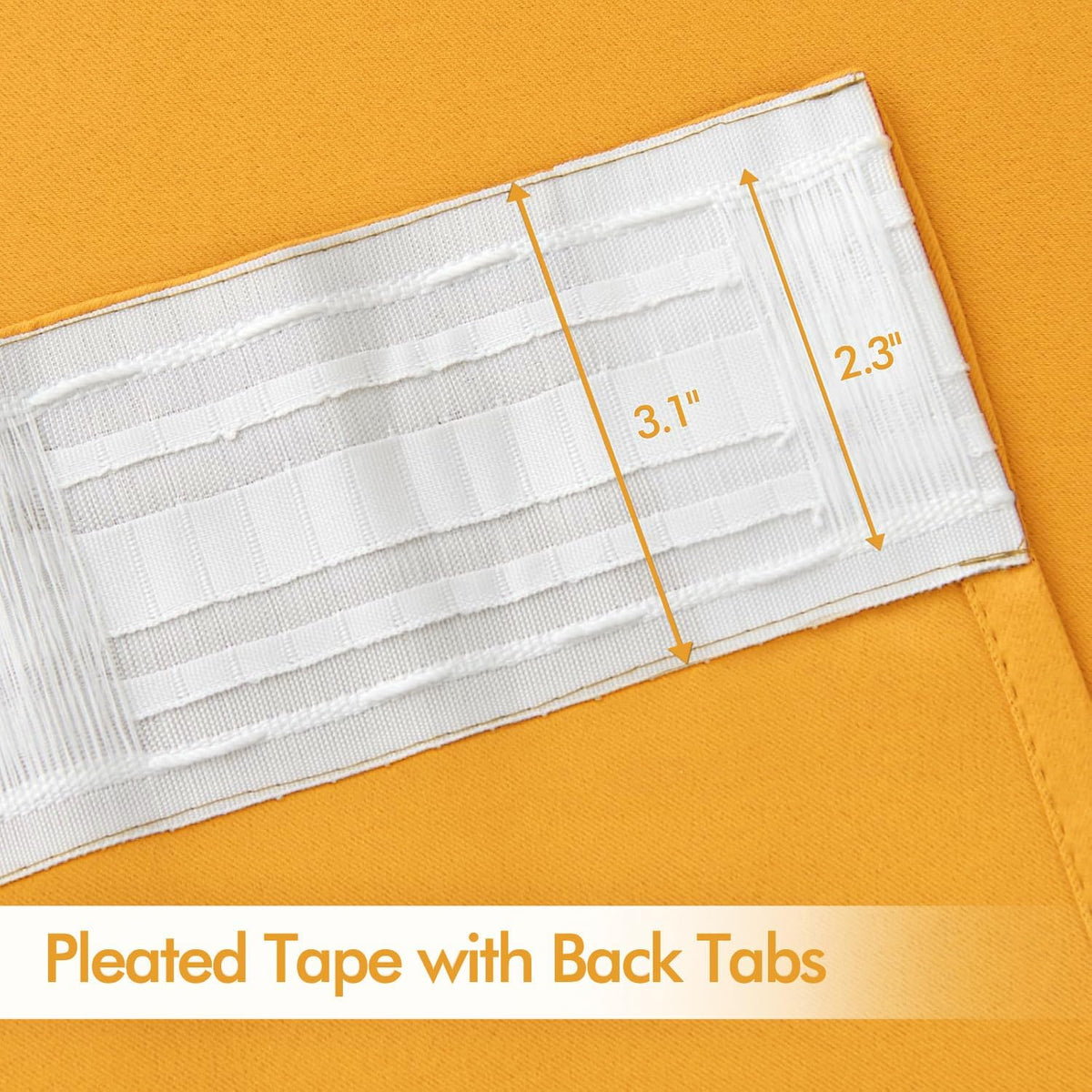 MIULEE Yellow Back Tab Blackout Curtain 96 Inch Long 2 Panels Set for Bedroom, Rod Pocket/Pinch