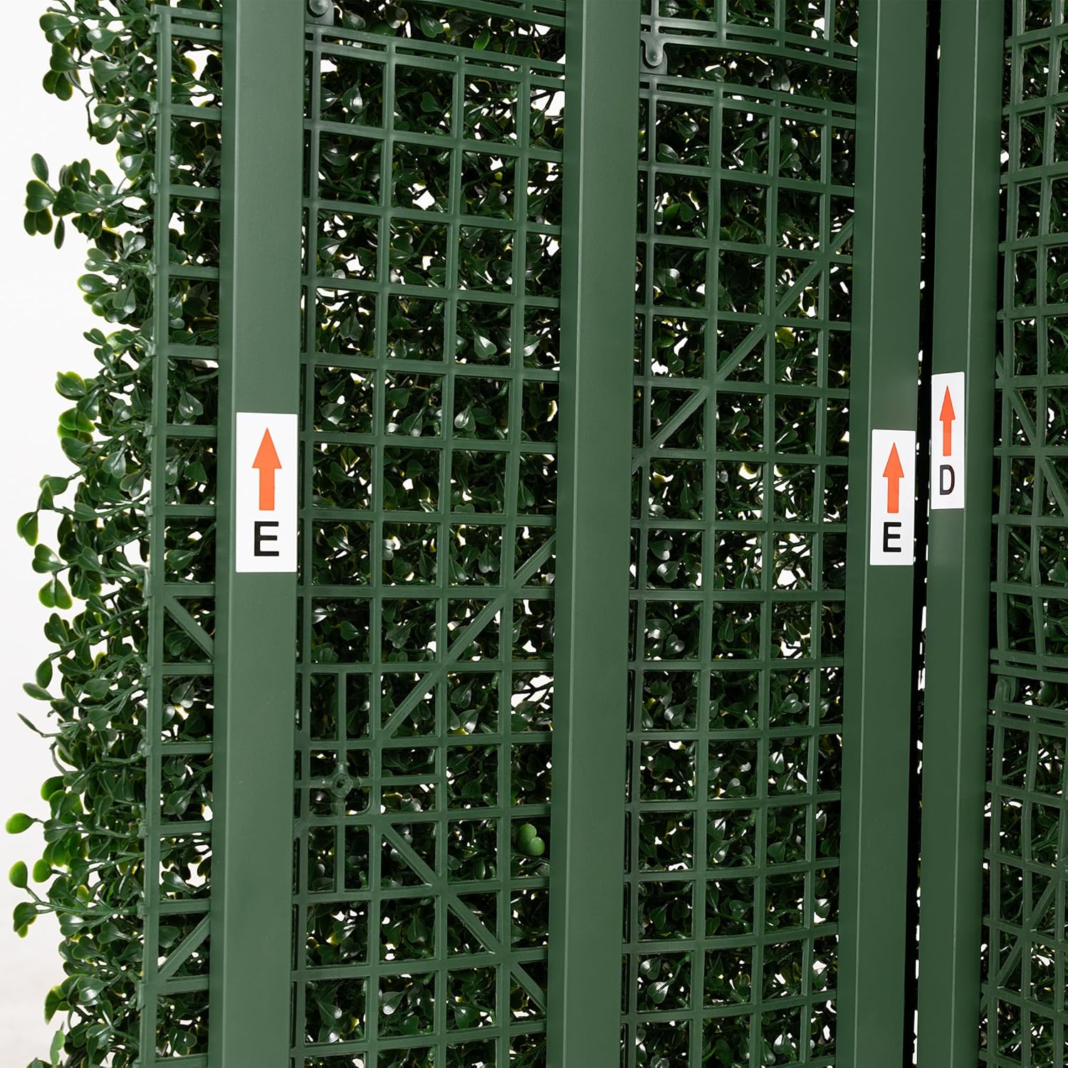 Artificial Boxwood Hedge Divider Wall with Black 201 Stainless Steel Planter Box (60" L X 48" H X