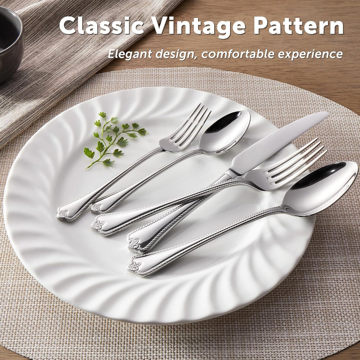 KINGSTONE Silverware Set, 40-piece 18/10 Stainless Steel Flatware Set Cutlery Set for 8, for