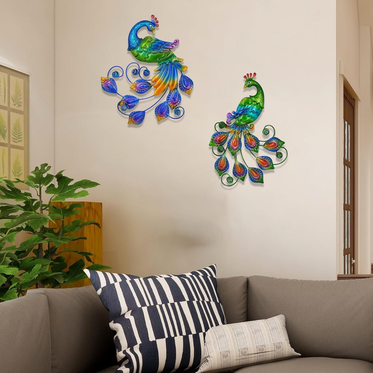 Yonivexis Metal Peacock Wall Art Decor Outdoor Hanging Decor Outdoor Sculpture 3D Metal Handmade